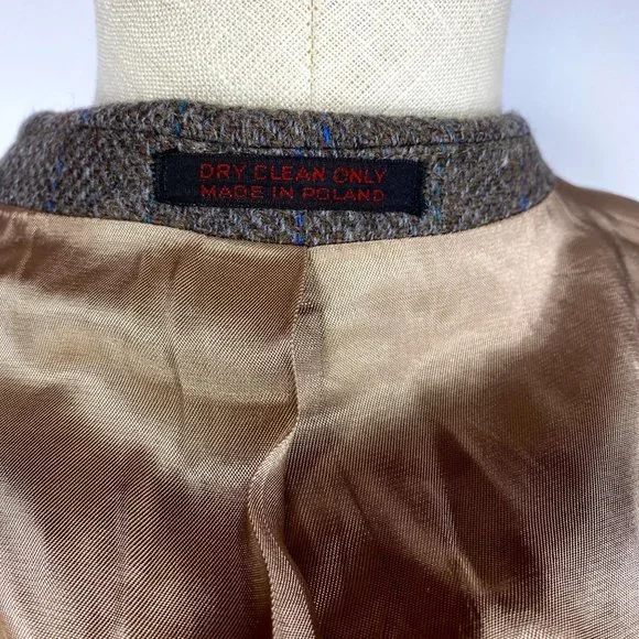 Adam Hall Men's Size 42L Vintage Brown Tweed Wool Jacket Sport Coat Blazer